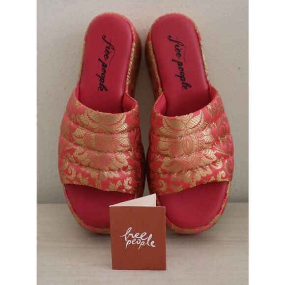 Free People Women's Sz 38.5 US 8.5 Coral Almost Paradise Platform Sandals - Picture 2 of 12